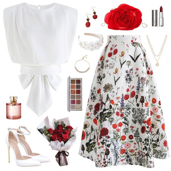 Multi Floral Print Embossed Midi Skirt - Picture 4 of 5